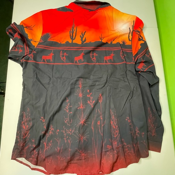 Fashion Nova Mens Sunset Desert Long Sleeve Western Button Up Shirt - Picture 3 of 8